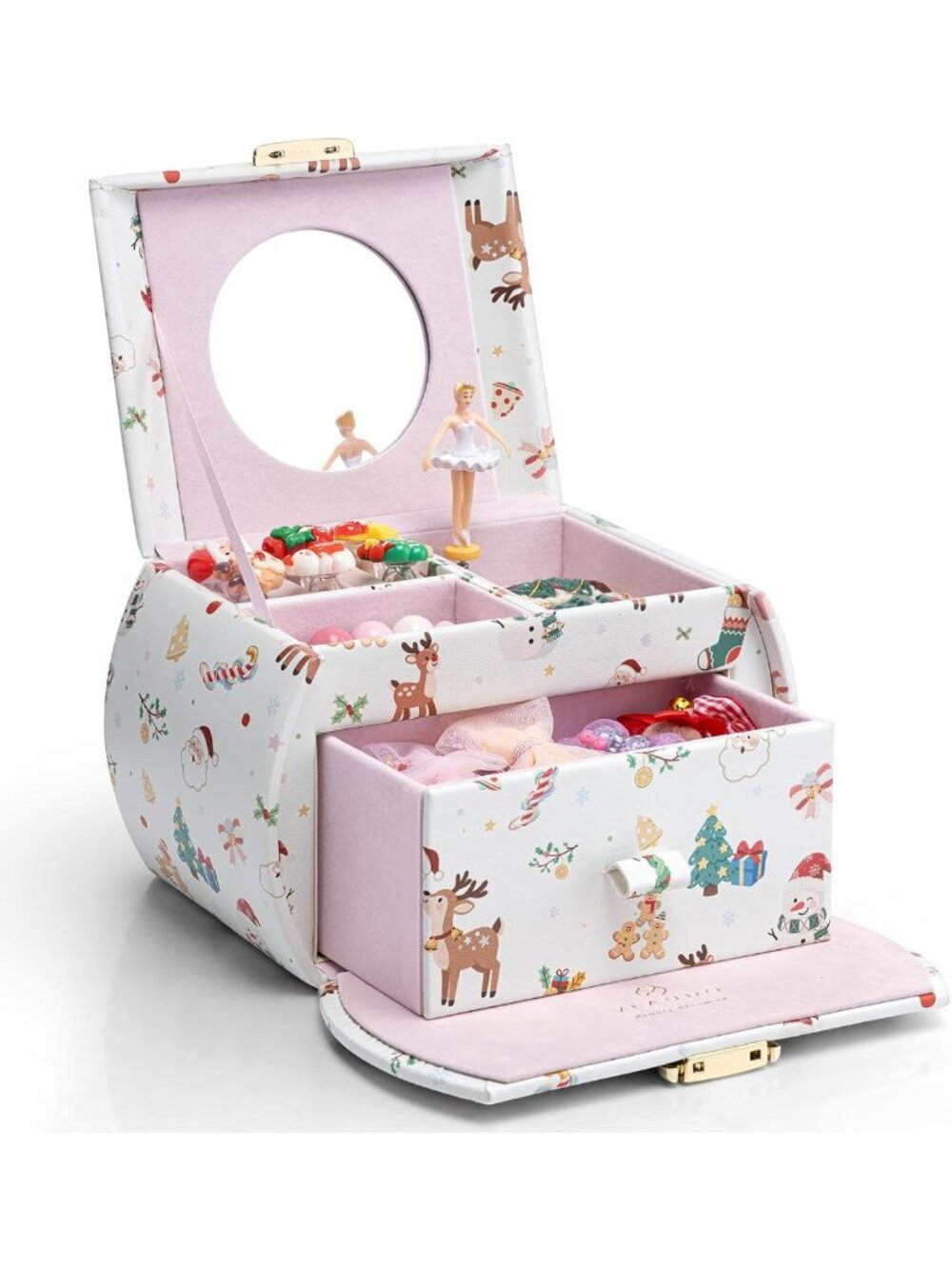 Musical Jewelry Box for Girls - Ballerina Music Box with Drawer & Stickers